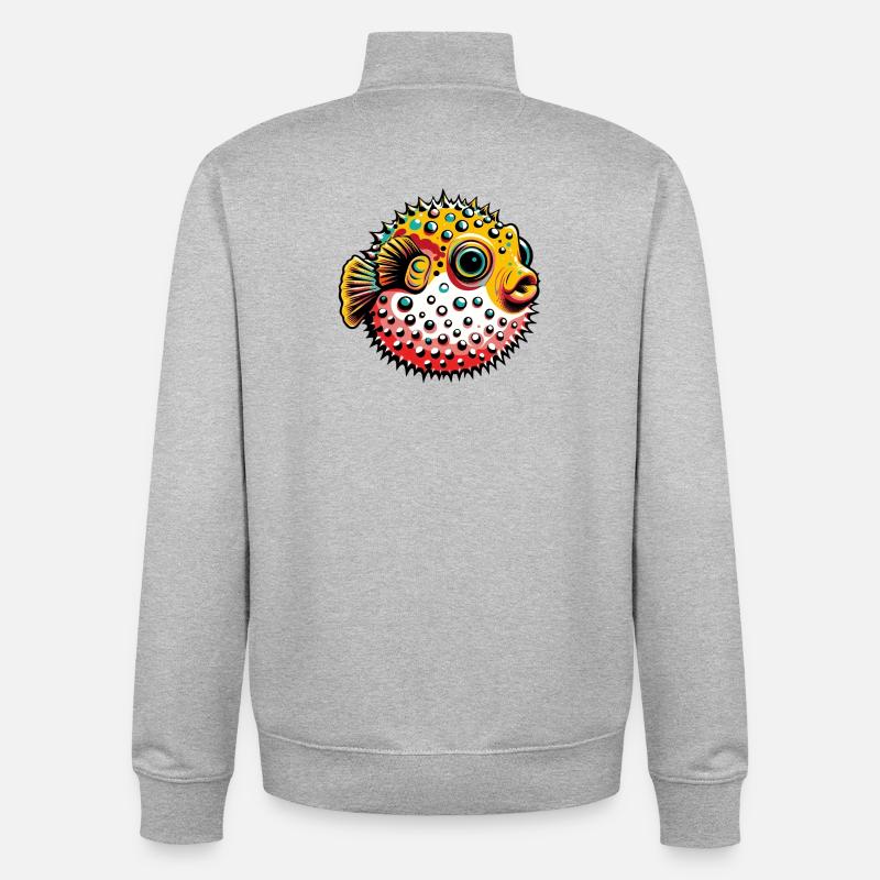 Kugelfisch - Unisex Organic Zip Sweatshirt von Stanley/Stella - Grau meliert