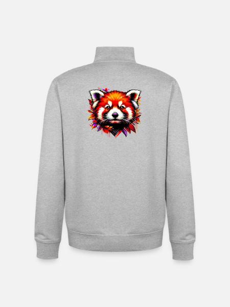 Red panda - Unisex Organic Zip Sweatshirt by Stanley/Stella - heather grey