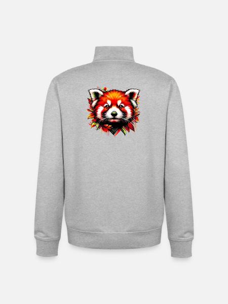 Red panda - Unisex Organic Zip Sweatshirt by Stanley/Stella - heather grey