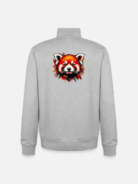 Petit panda - Sweat zippé unisexe en coton bio Stanley/Stella - gris chiné