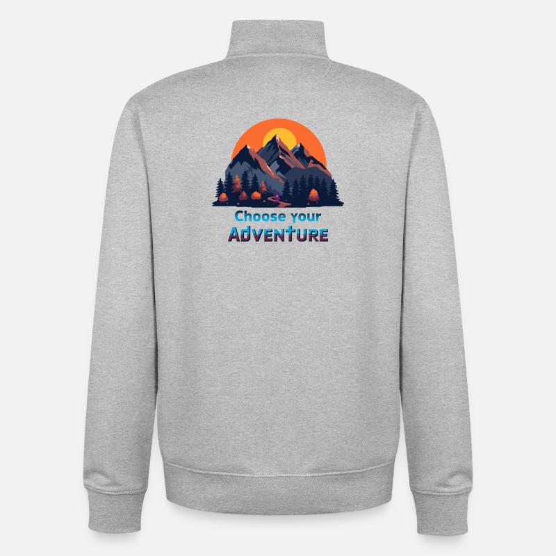 Aventure de jeu rétro - Sweat zippé unisexe en coton bio Stanley/Stella - gris chiné