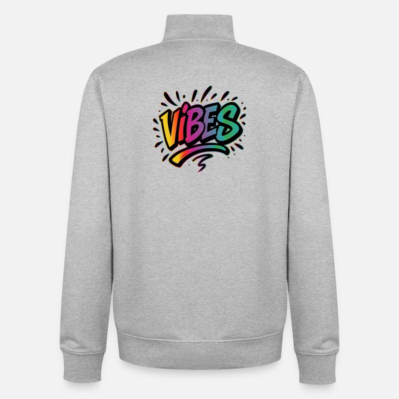 VIBES Graffiti Schriftzug – Farbstarkes Statement - Unisex Organic Zip Sweatshirt von Stanley/Stella - Grau meliert