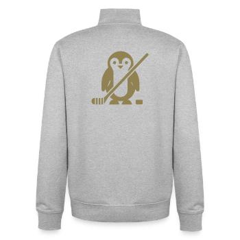Minimalistischer Pinguin Eishockey Silhouette  - Unisex Organic Zip Sweatshirt by Stanley/Stella - heather grey - Back - AI Model Male 185 light (185cm)