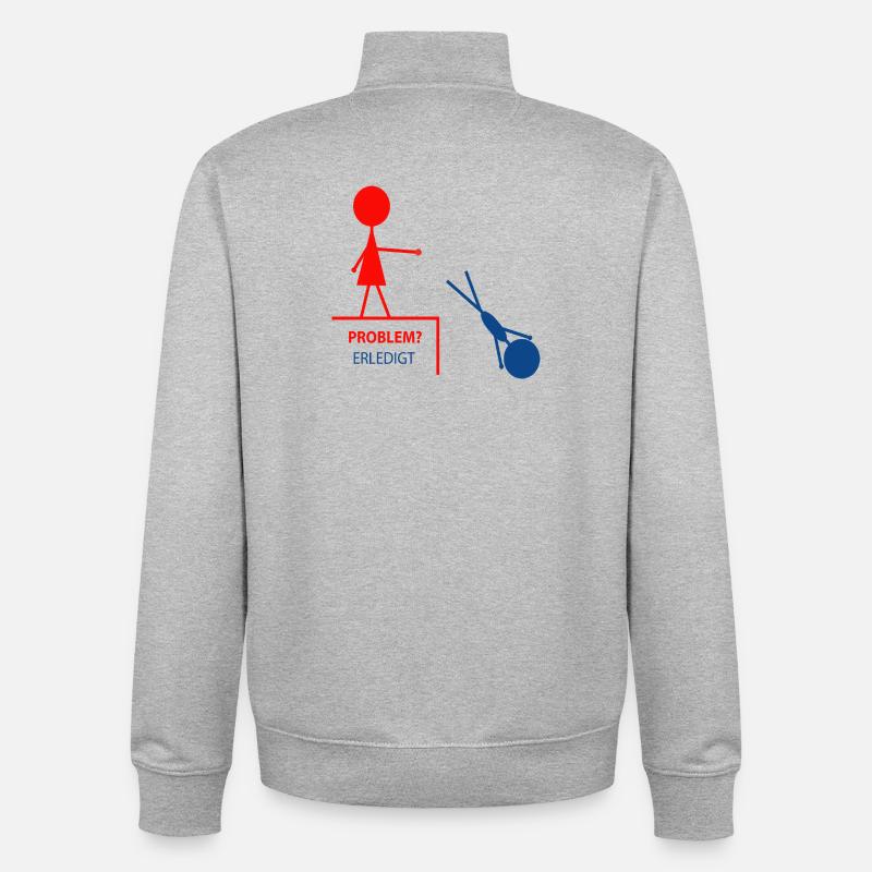Funny saying – problem? Done! - Unisex Organic Zip Sweatshirt by Stanley/Stella - heather grey