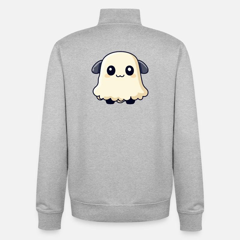 Schaf Halloween Geist - Unisex Organic Zip Sweatshirt von Stanley/Stella - Grau meliert
