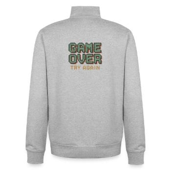 Game Over Try Again Pixel Art Retro Gamer Zocker - Unisex Organic Zip Sweatshirt von Stanley/Stella - Grau meliert - Hinten - AI Model Male 185 light (185cm)
