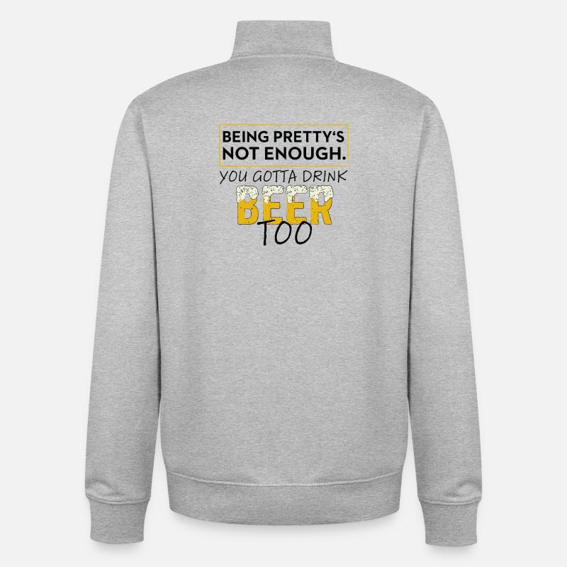 Hübsch reicht nicht: Du brauchst Bier - Unisex Organic Zip Sweatshirt von Stanley/Stella - Grau meliert