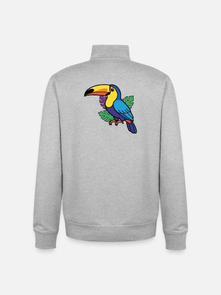 Bunter tropischer Tukan - Unisex Organic Zip Sweatshirt von Stanley/Stella - Grau meliert