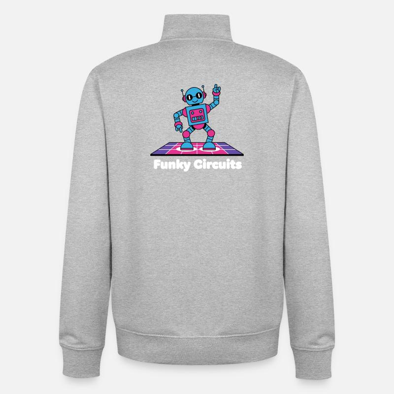 Funky Circuits Robots - Sweat zippé unisexe en coton bio Stanley/Stella - gris chiné