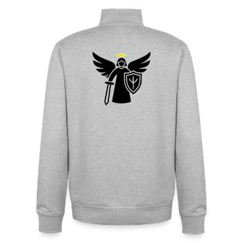 Warrior Angel Pictogram Shield - Unisex Organic Zip Sweatshirt by Stanley/Stella - heather grey - Back - AI Model Male 185 light (185cm)