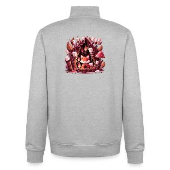 Fox in the mushroom forest fire - Unisex Organic Zip Sweatshirt by Stanley/Stella - heather grey - Back - AI Model Male 185 light (185cm)