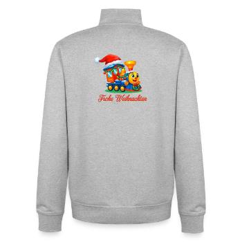 Weihnachtlicher Kinderzug – Merry Christmas Train - Unisex Organic Zip Sweatshirt von Stanley/Stella - Grau meliert - Hinten - AI Model Male 185 light (185cm)