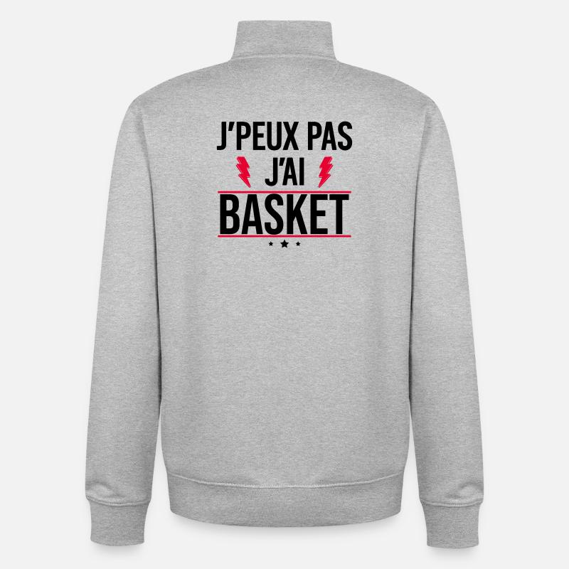 J’peux pas j’ai basket Humour Basket - Sweat zippé unisexe en coton bio Stanley/Stella - gris chiné