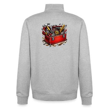 Toolbox of do-it-yourselfers - Unisex Organic Zip Sweatshirt by Stanley/Stella - heather grey - Back - AI Model Male 185 light (185cm)