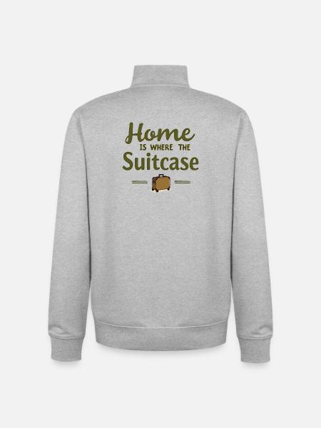 Home Is Where the Suitcase - Unisex Organic Zip Sweatshirt by Stanley/Stella - heather grey