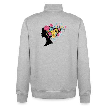 Bouquet floral Art floral Fleurs Explosion de couleurs - Sweat zippé unisexe en coton bio Stanley/Stella - gris chiné - Dos - AI Model Male 185 light (185cm)