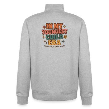 Dans l’humour de l’ère de My Younger Child et de la famille des filles - Sweat zippé unisexe en coton bio Stanley/Stella - gris chiné - Dos - AI Model Male 185 light (185cm)