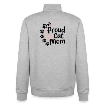 Cat Mom Pink Paws Logo - Sweat zippé unisexe en coton bio Stanley/Stella - gris chiné - Dos - AI Model Male 185 light (185cm)