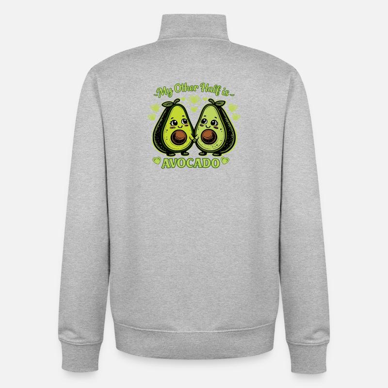 Mon autre moitié, c’est l’avocat - Sweat zippé unisexe en coton bio Stanley/Stella - gris chiné