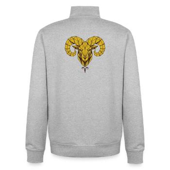 Geometrischer Gold-Widder - Unisex Organic Zip Sweatshirt von Stanley/Stella - Grau meliert - Hinten - AI Model Male 185 light (185cm)