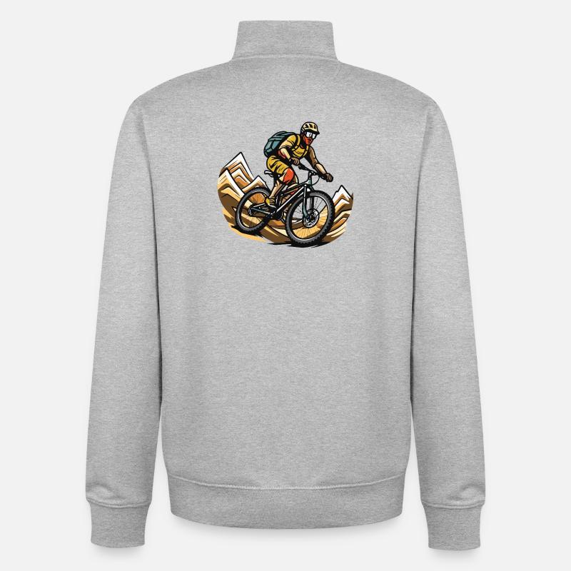 VTT Sports Vélo de VTT - Sweat zippé unisexe en coton bio Stanley/Stella - gris chiné