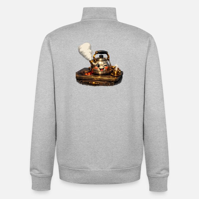 Kettle on stove - Unisex Organic Zip Sweatshirt by Stanley/Stella - heather grey