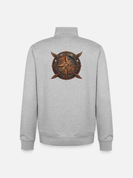 Steampunk compass with wings - Unisex Organic Zip Sweatshirt by Stanley/Stella - heather grey