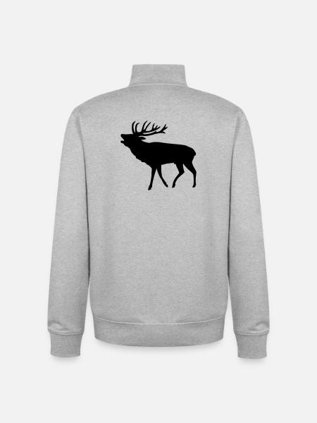 cerf - Sweat zippé unisexe en coton bio Stanley/Stella - gris chiné