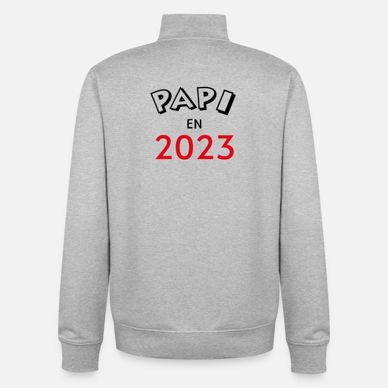 Papi en 2023 - Sweat zippé unisexe en coton bio Stanley/Stella - gris chiné