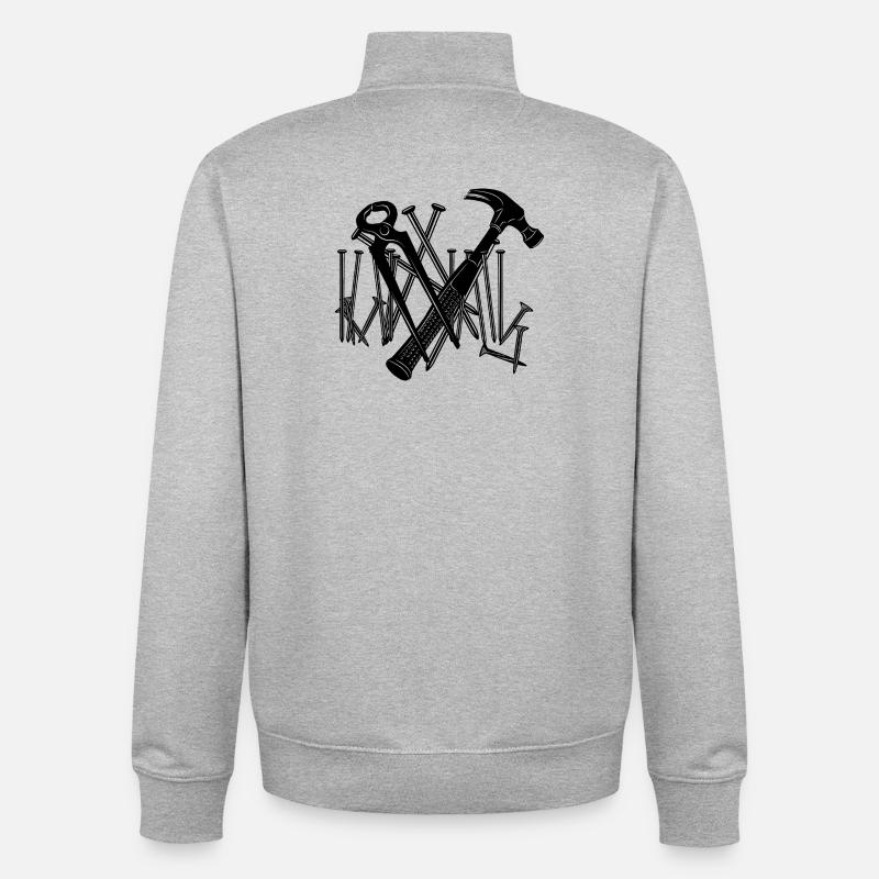 Outils et clous de menuiserie - Sweat zippé unisexe en coton bio Stanley/Stella - gris chiné