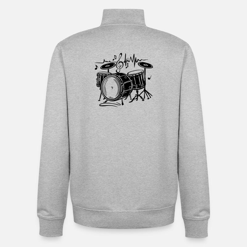 Schlagzeug Drums mit Herzschlag - Unisex Organic Zip Sweatshirt von Stanley/Stella - Grau meliert