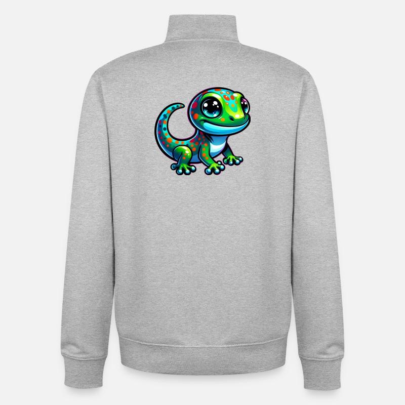Gecko - Sweat zippé unisexe en coton bio Stanley/Stella - gris chiné