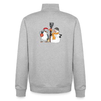 Pinguinweihnacht - Unisex Organic Zip Sweatshirt von Stanley/Stella - Grau meliert - Hinten - AI Model Male 185 light (185cm)