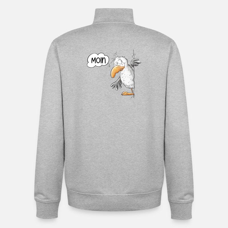 Moin Spruch Möwe Tiermotiv - Unisex Organic Zip Sweatshirt von Stanley/Stella - Grau meliert