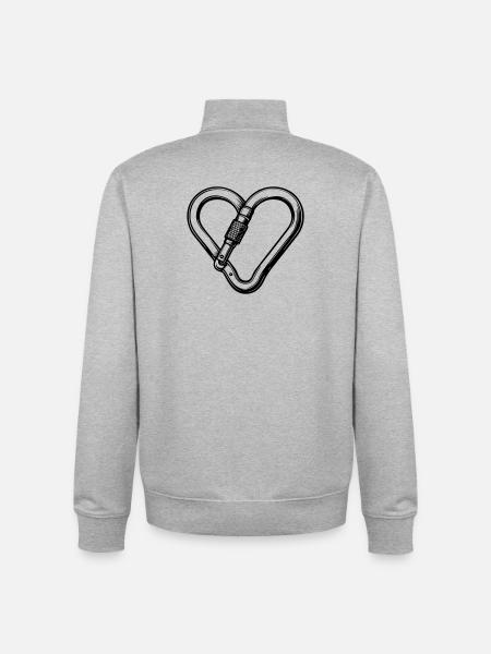 Heart carabiner – pure climbing love - Unisex Organic Zip Sweatshirt by Stanley/Stella - heather grey