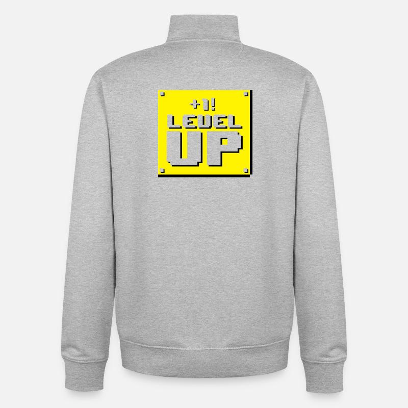 Level up panel - Unisex Organic Zip Sweatshirt by Stanley/Stella - heather grey