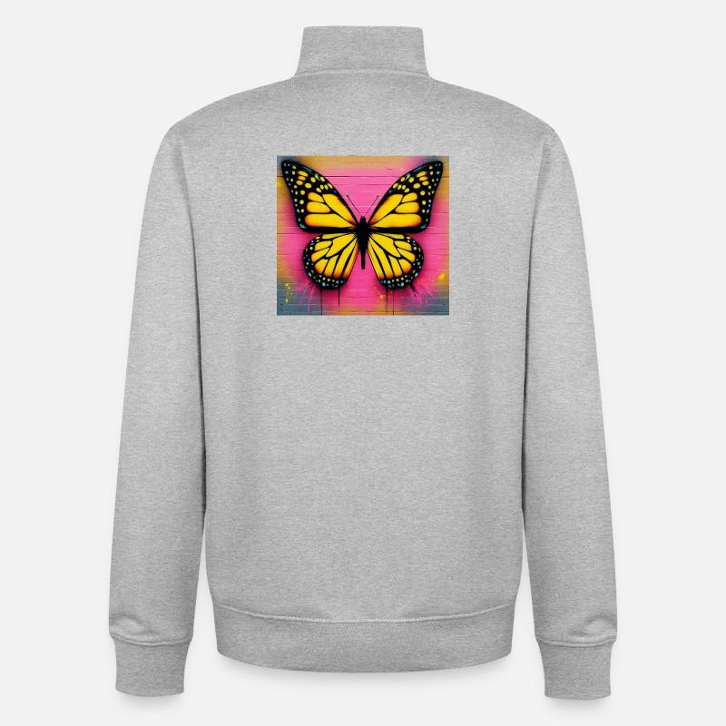papillon - Sweat zippé unisexe en coton bio Stanley/Stella - gris chiné