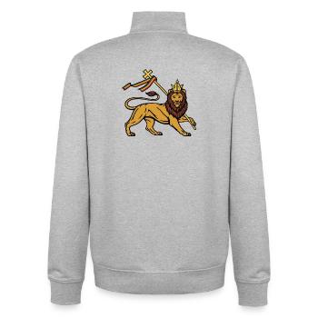 Lion de Juda - Sweat zippé unisexe en coton bio Stanley/Stella - gris chiné - Dos - AI Model Male 185 light (185cm)