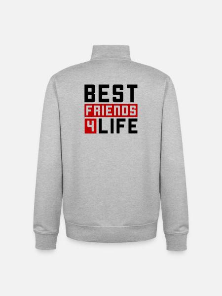 Beste Freunde Spruch Freundschaft - Unisex Organic Zip Sweatshirt von Stanley/Stella - Grau meliert
