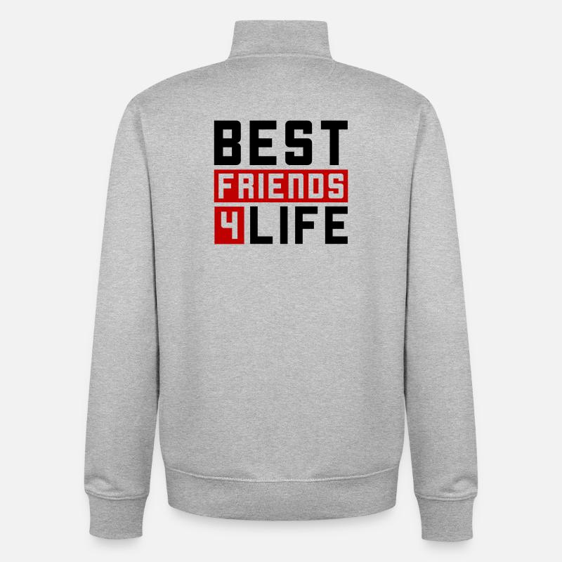 Beste Freunde Spruch Freundschaft - Unisex Organic Zip Sweatshirt von Stanley/Stella - Grau meliert