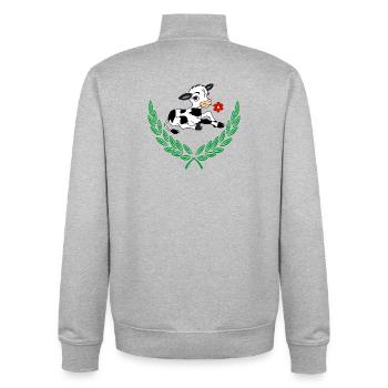 Niedliches Kalb im grünen Lorbeerkranz - Unisex Organic Zip Sweatshirt von Stanley/Stella - Grau meliert - Hinten - AI Model Male 185 light (185cm)