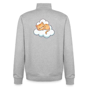 Sleeping kitten on cloud - Unisex Organic Zip Sweatshirt by Stanley/Stella - heather grey - Back - AI Model Male 185 light (185cm)
