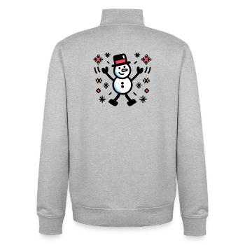Cheerful Snowman Comic Winter - Unisex Organic Zip Sweatshirt by Stanley/Stella - heather grey - Back - AI Model Male 185 light (185cm)