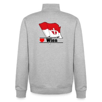 Wiener Flagge mit Herz - Unisex Organic Zip Sweatshirt von Stanley/Stella - Grau meliert - Hinten - AI Model Male 185 light (185cm)