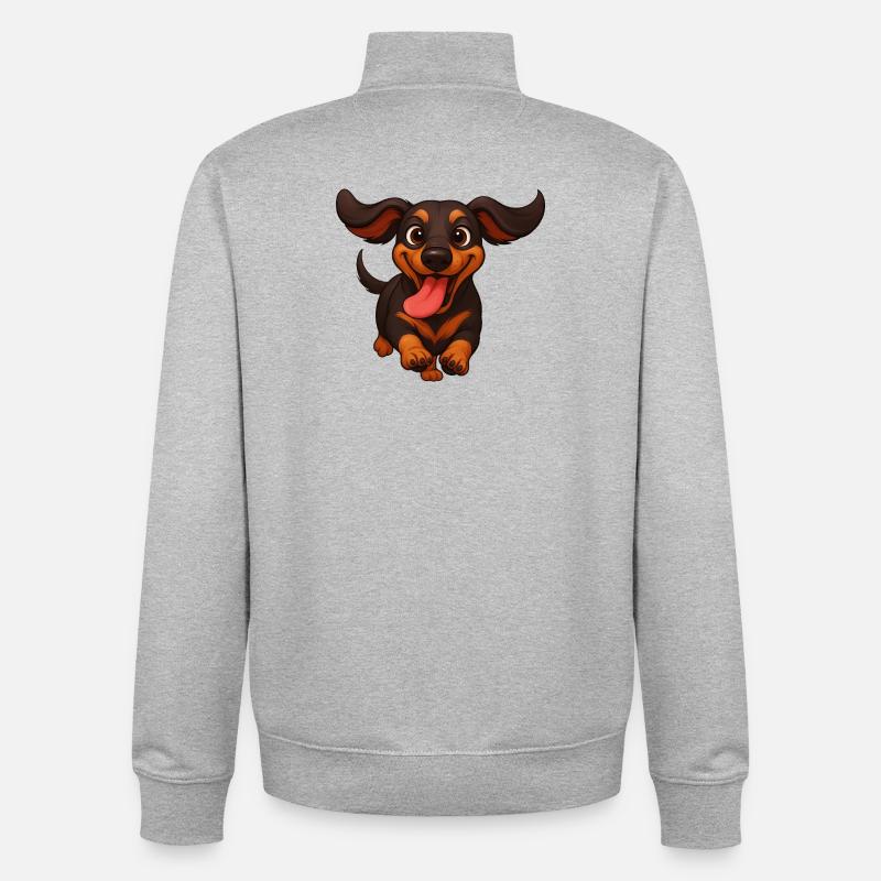 Teckel : joie, race, meilleur ami, propriétaire - Sweat zippé unisexe en coton bio Stanley/Stella - gris chiné
