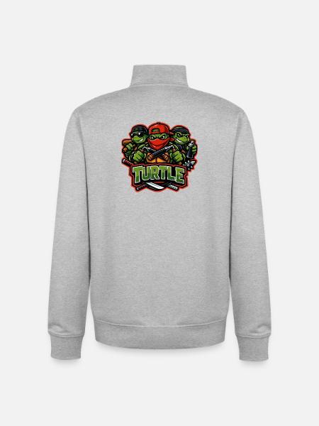 Urban Turtle Crew Street Fighter Mascot - Unisex Organic Zip Sweatshirt by Stanley/Stella - heather grey