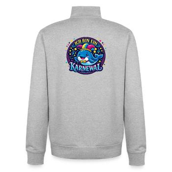 Jeu de mots de Carnaval Jecke Cadeau drôle 5e année - Sweat zippé unisexe en coton bio Stanley/Stella - gris chiné - Dos - AI Model Male 185 light (185cm)