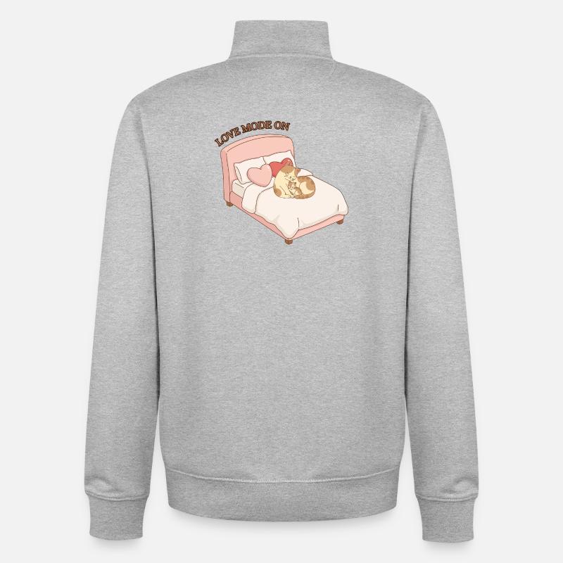 Mode Amour activé - Katzenliebe - Sweat zippé unisexe en coton bio Stanley/Stella - gris chiné