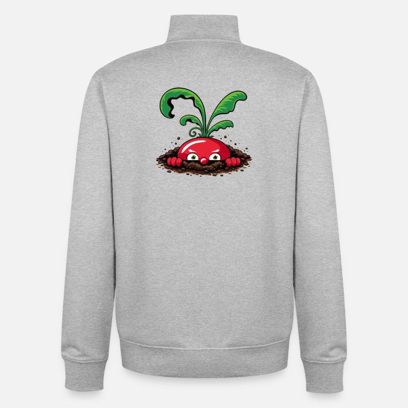 Neugieriges Radieschen aus der Erde  - Unisex Organic Zip Sweatshirt von Stanley/Stella - Grau meliert
