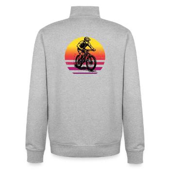 Iconic mountain bike motif - Unisex Organic Zip Sweatshirt by Stanley/Stella - heather grey - Back - AI Model Male 185 light (185cm)
